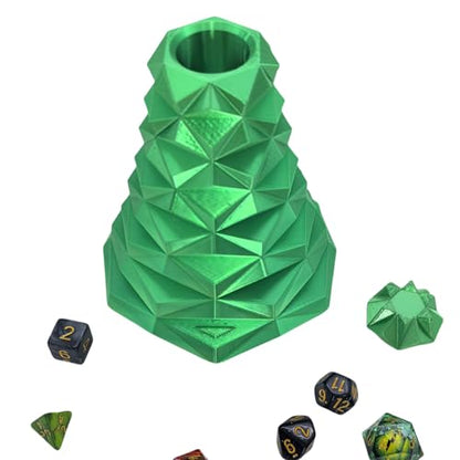 Christmas Tree Green Tree Dice Tower Dungeons and Dragons RPG abletop Roleplaying Game Jail D&D (Random 7PCS D20 Dice Set Included) Green