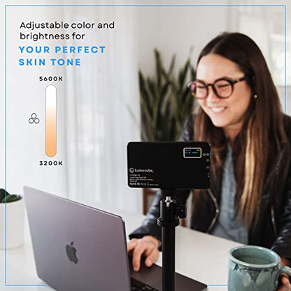 Lume Cube Broadcast Lighting Kit Live Stream Webcam Light for Computer & Laptop Enhance Video Calls Streaming & Vlogging Include Adjustable Tripod & Clip Mount Adjust Brightness & Color Temperature - color: Lighting Kit with Laptop Clip & Stand