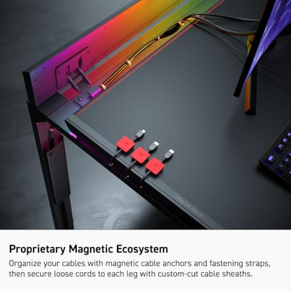 Secretlab Magnus Metal Desk with Stealth Leatherette Mat, Ultra-Durable | Built-in Cable Management Tray, Ergonomic Gaming Desk & Magnetic Ecosystem, 5-Year Warranty, Black & Red