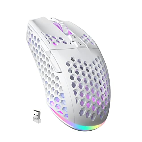SOLAKAKA SM600 White Wireless Gaming Mouse,Tri-Modes BT5.1/Type-C Wired/2.4G Wireless Mouse with 2 Side Buttons, Programmable Macro Gamer Mouse with RGB Light for Laptop/PC/Mac - color: white