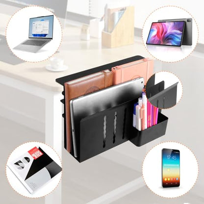 Desk Side Storage, 2 Tier Steel Hanging Organizer, No Drill Side Desk Organizer, Laptop Holder, with Pen Holder, For Office Supplies & Studio Essentials Black - size: 2Tier-B