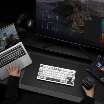 YUNZII AL80 75% Wireless Aluminum Mechanical Keyboard(Silver,Cocoa Cream) | QMK/VIA, Smart LCD Display and Knob, Hot Swap, Gasket Structure, BT/2.4G/USB-C, RGB Keyboard for Gaming/Win/Mac - color: Silver, size: Cocoa Cream V2 Switch