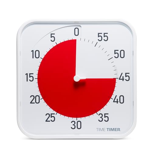 Time Timer Original 12" Visual Countdown Timer – Large 60-Minute Classroom Visual Timer for Modern classrooms, Student Groups & Adult Meetings – Helps with Focus, ADHD, Autism – (Red & White) - color: Red & White, size: 12 Inch