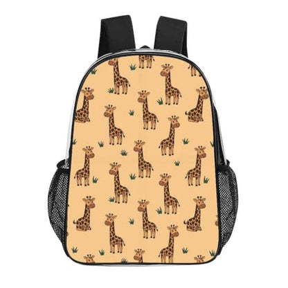 Large Clear Stadium Backpack Mesh Side Pockets Zipper Compartments | Stadium Approved, Giraffes Beige, PVC See Through Bag, for Sand Water Towels - color: Pattern (499)