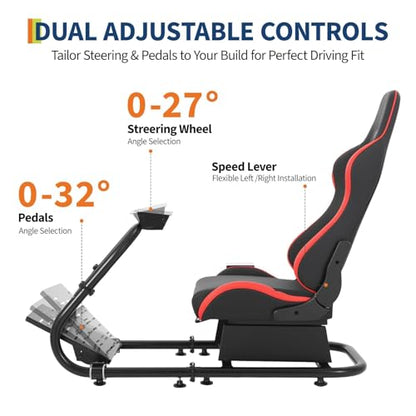Foldable Sim Racing Rig | Heavy-Duty Carbon Steel Racing Wheel Frame Fits Logitech & All Top Gaming Steering Wheel Brands - size: 48.5x24.7x41 Inch