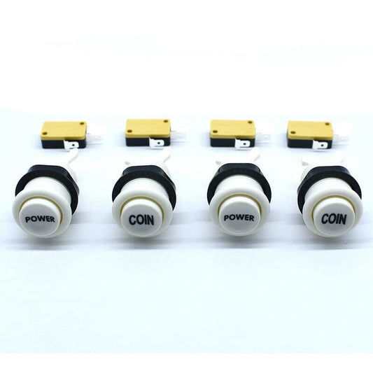 Arcity 4 Pcs/Lot Arcade Game Start Coin Push Button 1P 2P Player Pause Power EXIT Credit Type American Style with Microswitch Jamma MAME Machine Console DIY Parts Red White - color: Coincoinpowerpower