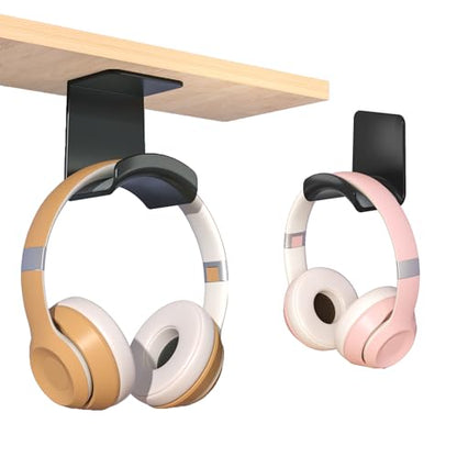 Gmae Headphone Stand for Desk Mini Headphone Hanger Holder with Strong Adhesive Gmae Headset Stand Headset Holder(ZY88 Under Desk and wall Mount Black) - style: ZY88 under desk and wall mount black