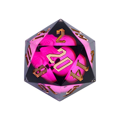 Cusdie Large 55mm D20 Dice with Sharp Edges, Giant D&D 20 Sided Dice for RPG, Table Games (Pink Skull) - color: Pink Skull