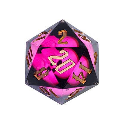 Cusdie Large 55mm D20 Dice with Sharp Edges, Giant D&D 20 Sided Dice for RPG, Table Games (Pink Skull) - color: Pink Skull