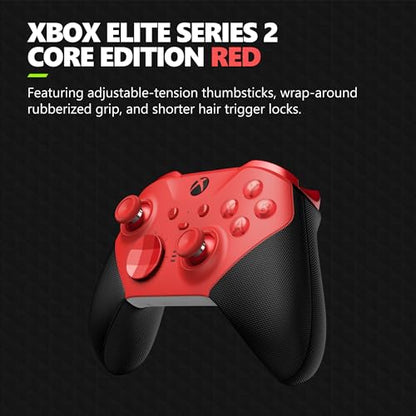 Xbox Elite Series 2 Core Wireless Gaming Controller – Red – Xbox Series X|S, Xbox One, Windows PC, Android, and iOS - color: Red