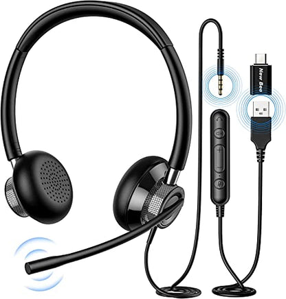 New Bee USB Headset with Microphone RGB Headphone Stand