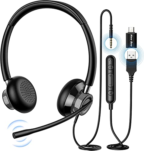 New Bee USB Headset with Microphone RGB Headphone Stand