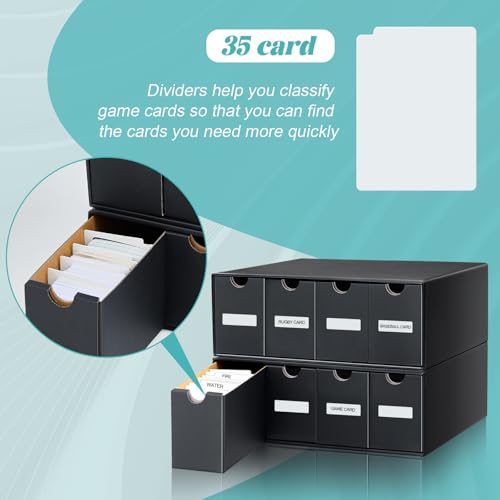 Cholemy Trading Card Storage Box Card Organizer 15000+ with 70 Cardboard Storage Divider, Label Sticker for Collection Compatible with Tcg, Sport Cards(2 Row, 4 in A Row,Black) - size: 2 Row, 4 in a Row