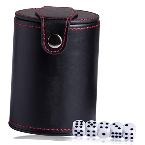 1set Leather Dice Storage Cup Set Lid Pu Leather Double-Layer Dice Container Includes Dices Quiet Shaker for Games Comfortable Grip for and Travel