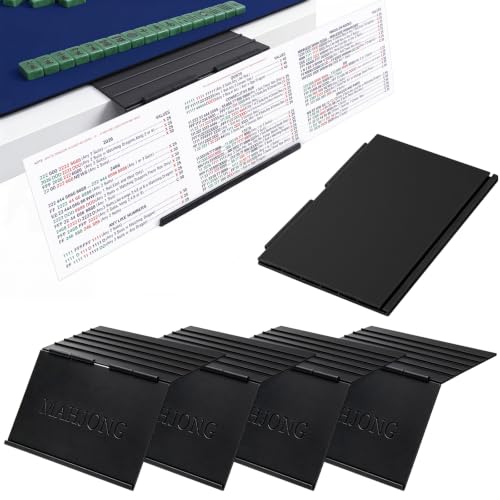 4 Packs Mahjong Card Holder for Table, Foldable Under Mat Slide-in Plastic Tile Racks 3D Space-Saving Angled Stand Table Accessories for American Mahjong Cards Game Night(Flower,Black) - color: Black