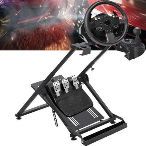 MilleLoom Racing Wheels Stand Sim Racing Wheel Stand Simulator Cockpit Stand Racing Steering Shifter Mount Fit for G25 G27 G29 G920 G923 Gaming Pedals Height Adjustable Foldable Gaming Steering Wheel