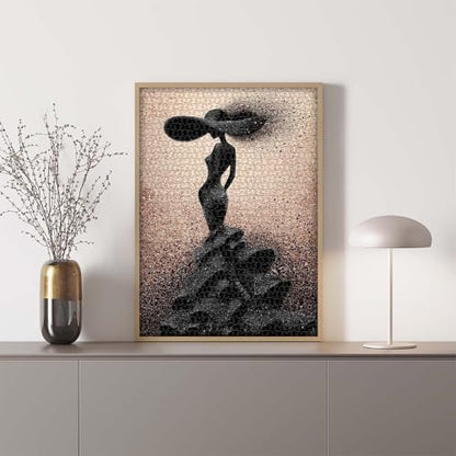 Impossible Puzzles for Adults 1000 Pieces, PICKFORU Black Women Aesthetic Art Puzzle, Beauty Elegant Lady Diamond Aesthetic Art Challenge Jigsaw Puzzle - style: Brilliant Elegant Puzzle