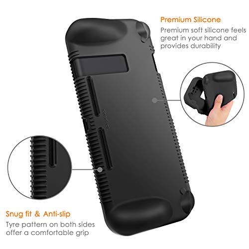 FINTIE Silicone Case Compatible with Nintendo Switch - Soft [Anti-Slip] [Shock Proof] Protective Cover with Ergonomic Grip Design, Drop Protection Grip Case (Black) - color: Black