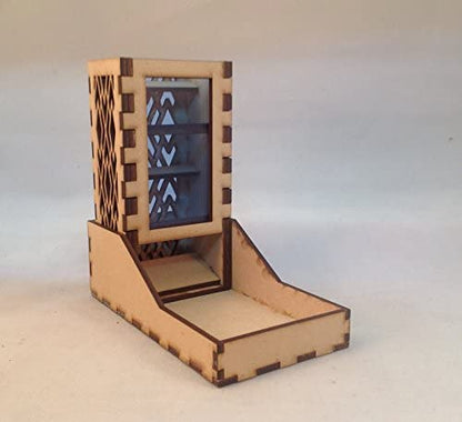 Mini Dice Tower and Tray v4 Medium Blue Acrylic Window Laser Cut MDF Unique Gift