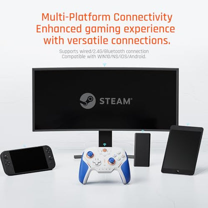 Black Shark BIGBIG WON BLITZ2 Wireless Controller, 16 Fully Mechanical Micro Switch, 2000Hz Report Rate, Carbon Film Joystick, PC Controller for PC/Switch/iOS/Android - color: Blue