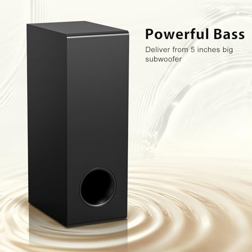 Sound Bar for Smart TV with Wired Subwoofer, 2.1 CH Small TV Soundbar Speakers, Support Bluetooth 5.3/ARC/Optical/AUX/USB Connectivity, S100 Pro, Black - color: Bright Black