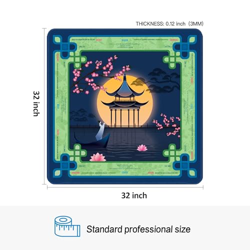 KUNTE Mahjong Mat, Serene Moon, 32"x32" | Non-Slip, Quiet, Waterproof, Foldable, For American Mahjong - color: Serene Moon