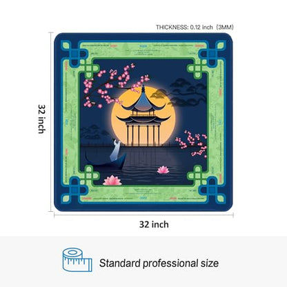 KUNTE Mahjong Mat, Serene Moon, 32"x32" | Non-Slip, Quiet, Waterproof, Foldable, For American Mahjong - color: Serene Moon
