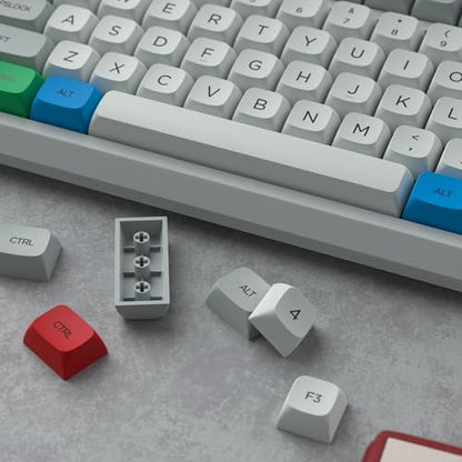 dagaladoo Keyboard keycaps Set,PBT keycaps 60% 65% 75% 100%,dye-Sublimation XDA Profile Custom Key caps for Cherry-mx Full Size Retro Mechanical Keyboard (Retro Grey/Red/Green),only keycaps - color: Retro Light Grey