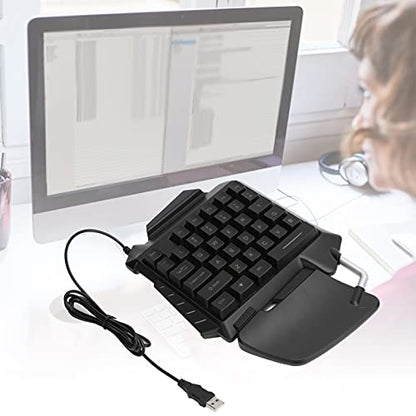 ASHATA One Hand RGB Mechanical Gaming Keyboard, 35-Key USB Wired Portable Mini Gaming Keypad Ergonomic Mechanical Keyboard, with Wrist Rest, for Win 98SEME/2000/XPVISTA/7/10