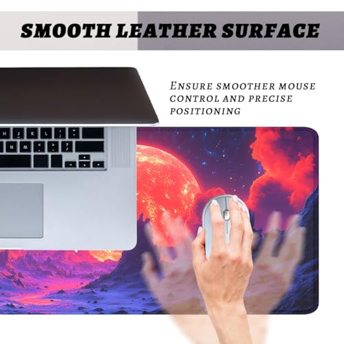 Red Planet Gaming Mouse Pad Blue Cloud Fantasy Art Mousepad Extended Large Laptop Keyboard Non-Slip Rubber Base with Stitched Edges for Home 31.5"x11.8" - color: Red Planet, size: 31.5L x 31.5W inches