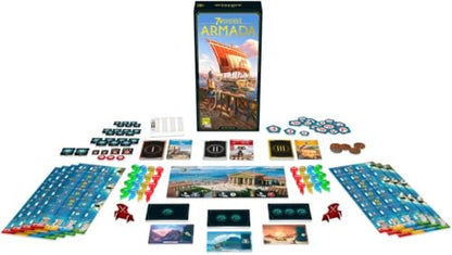 Asmodee 7 Wonders Armada Board Game EXPANSION - Conquer the Seas and Explore Distant Isles, Civilization Strategy Game for Kids and Adults, Ages 10+, 3-7 Players, 40 Min Playtime | Command powerful fleets and dominate the seas with naval strategy. Ages 10