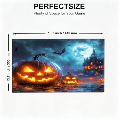 for MTG Playmat, Custom Trading Card Game Mat 17.3 x 13.8 in | Lantern Castle Night Premium Non-Slip Rubber Base, Water-Resistant & Stitched Edges, Personalized High-Definition Art - color: Lantern Castle Night, size: 17" x 14" Regular