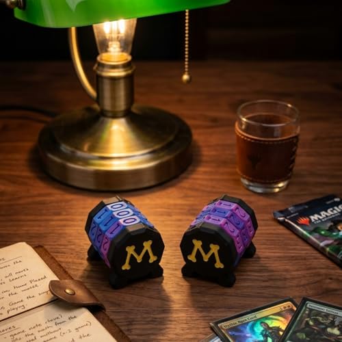 2 Pack Life Counter - HP Tracker with Tracking Card Slot MTG Tabletop RPG Dungeons and Dragons (Black) - color: Black