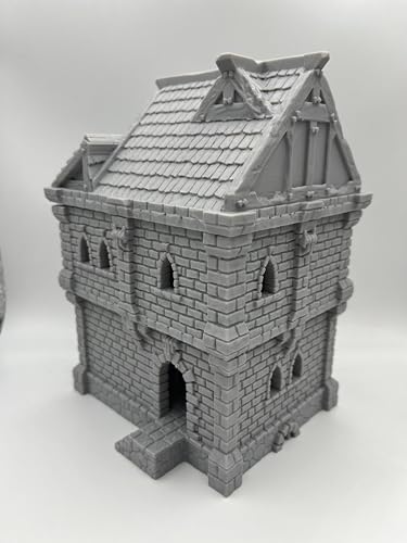 Tabletop Miniature Medieval Castle Building Terrains Compatible with D&D - 28mm Scale Scenery with Medieval Architecture Style, Collectible Dioramas, Paintable, by HAUTICO Gift for Hobby Enthusiasts