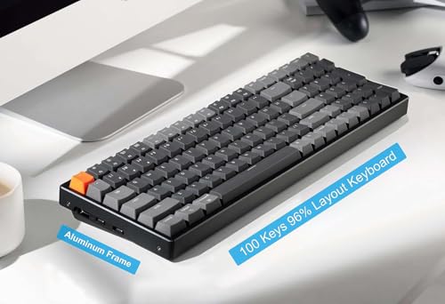 Keychron K4 Bluetooth Wireless Mechanical Keyboard RGB LED Backlit, Hot-swappable Compact 100 Keys USB Wired Computer Gaming Keyboard Aluminum Frame for Mac Windows, Gateron Blue Switch - color: Hot-swappable Blue Switch