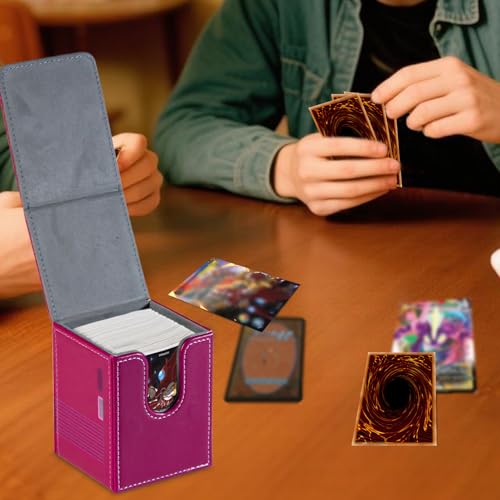 Card Deck Box Fits for YGO MTG,100+ Card Storage Box Trading Games PU Leather Storage Premium Deck Case (Game Rose Red) - color: Game Rose Red