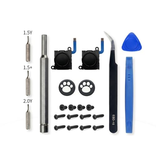 2-Pack Joystick Replacement for Nintendo Switch Joy-Con Controllers, Analog Thumb Stick Repair Kit with Y1.5 Triwing Screwdriver + Pry Tools, Fix Drift Issues for Switch/OLED/Lite (Black Pack) - color: Black Pack