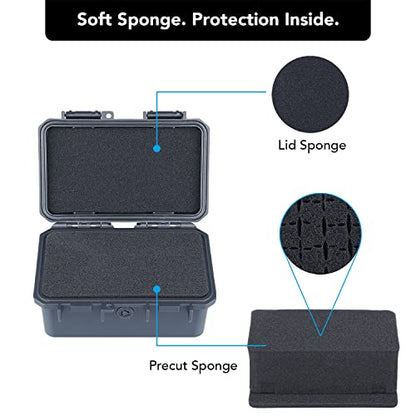 Lykus HC-1520 Mini Hard Case Dry Box with Foam Insert, Interior Size 5.8x3.3x2.7 in, IP66 Splash-Proof, Suitable for Cellphones, Tools, Small Devices and More - style: Int. Size: 5.8x3.3x2.7 in