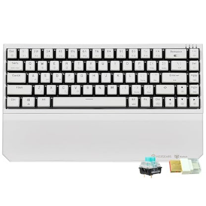 Hexgears X1 Pro Wireless Mechanica Keyboard, Tri-Mode Bluetooth/2.4G/USB-C, Hot-Swappable Clicky Switch Gaming Keyboard, Mini Compact White Backlit Keyboards with Wrist Rest - White - color: Panda-X1 Pro, size: Clicky