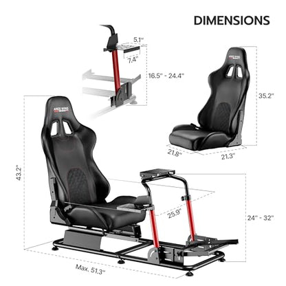 ARES WING Sim Racing Cockpit with Seat - Universal Cockpit Stand | Compatible with Fanatec, Thrustmaster, Logitech & Moza, for PS5, PS4, Xbox and PC, Not Included Wheel,Pedals & Shifter