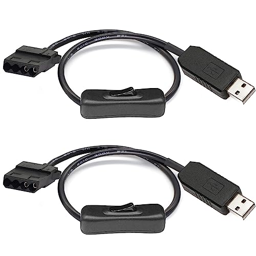 Gebildet Full Speed 12V Voltage Step-Up USB to 4-Pin PC Fan Sleeved Switch Power Adapter Cable(Pack of 2) - style: USB to Molex 4 Pin 5V/12V
