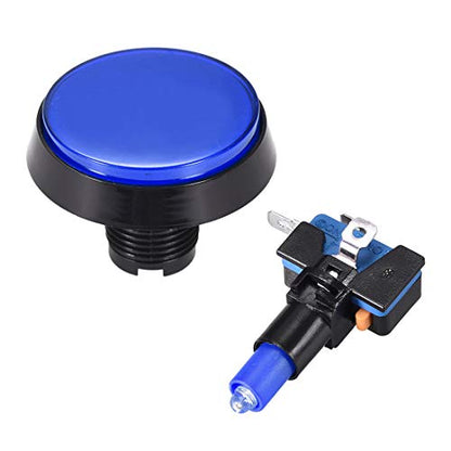 uxcell Game Push Button 60mm Round 12V LED Illuminated Push Button Switch with Micro Switch for Arcade Video Games Blue 5pcs - color: Blue