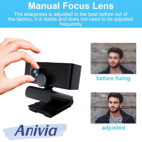 Anivia 1080p Full HD Webcam with Mic, Privacy Cover, 2M Pixels, Plug and Play, Streaming Webcam for PC, Online Calling/Conferencing