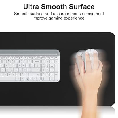 Large Gaming Mouse Pad Extended XXL Mouse Mat Long Desk Pad with Stitched Edges for Keyboard Home Office Gaming Work Big Desk Pad (35.4x15.7IN,90x40) (Black) - color: Black