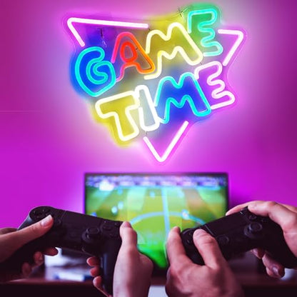 LED Neon Sign Light for Gamer Room Wall Decor - USB Powered with Switch - Acrylic Game Time Neon Sign - Gaming Accessories for Video Game Room Teen Boy Bedroom Gifts - style: Game Time