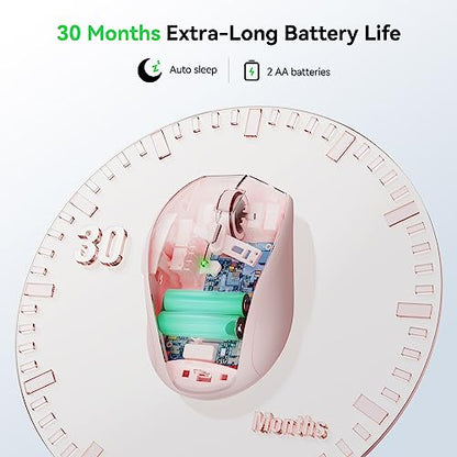 TECKNET 2.4G Wireless Mouse, 4800 DPI Ergonomic Computer Mouse, USB, Pink | Mouse for Laptop with USB Receiver, 6 Adjustable DPI, Quiet Click, 30-Month Battery, 6 Button, Portable for PC Chromebook Mac - color: Pink