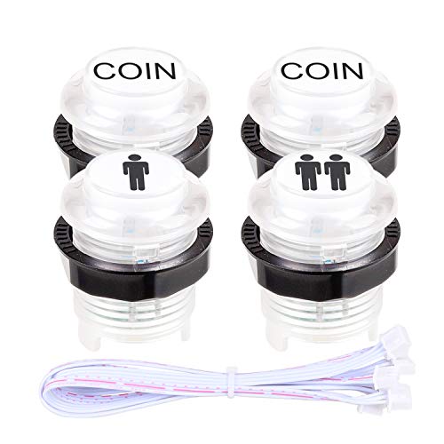 Fosiya LED Arcade Joystick Buttons Kit Ellipse Oval Style 8 Ways Joystick + 20 x LED Arcade Buttons for 2 Player Video Games Standard Controllers All Windows PC MAME Raspberry Pi (Mix Colors Kits) - color: Mix Colors Kits