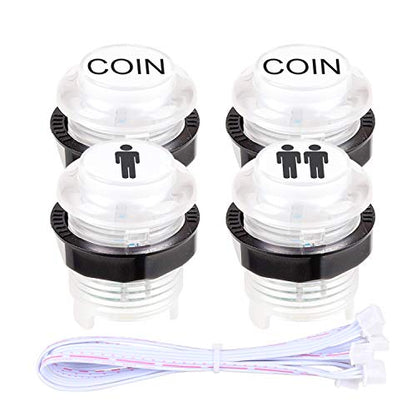 Fosiya LED Arcade Joystick Buttons Kit Ellipse Oval Style 8 Ways Joystick + 20 x LED Arcade Buttons for 2 Player Video Games Standard Controllers All Windows PC MAME Raspberry Pi (Mix Colors Kits) - color: Mix Colors Kits