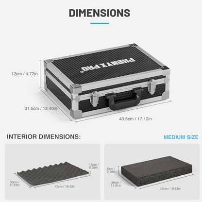 Phenyx Pro Medium Size Carrying Case, Customizable Pre-Diced Foam, Aluminum Alloy Sturdy Build, Suitable for Wireless Mic System Storage & Camera Gear Transportation - size: Medium (17.1×12.6×4.1 Inch)