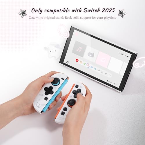 GeekShare Slim Protective Case Compatible with Switch 2 (2025), Anti-Scratche and Shock-Absorption Dockable Hard Shell for Switch 2 Game Console - Angel Descended - color: Star Angel Cat
